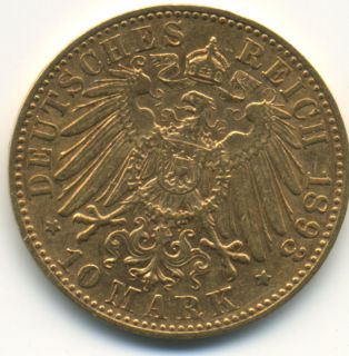 10 Mark Gold Münze E 1893 Albert König von Sachsen