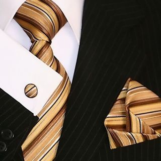 de LUXE KRAWATTE TUCH KNOPFE Corbata Cravatta Dassen Cravate 173 braun