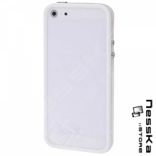 iPhone 5 Weiß/Transparent Silikon TPU Bumper Schutzhülle Case Hülle