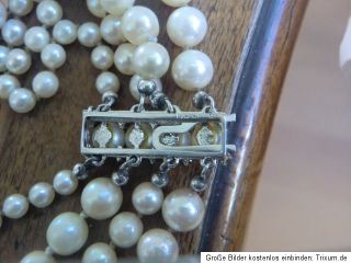 antik Damen Schmuck Collier Perlenkette 4 reihig großer 585 Weißgold