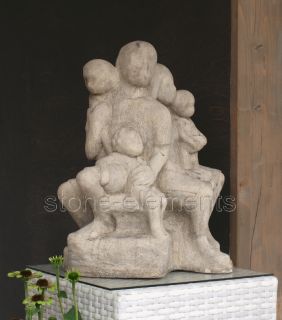 Skulptur Relief Familie family rund original englischer Sandstein 56