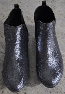 Topshop Maccoy Glitter Chelsea 38 Silber Glitzer Stiefel Ankle Boots