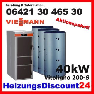 VIESSMANN VITOLIGNO 200 S 40kW HOLZVERGASERKESSEL, MIT 3x1000L
