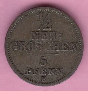 SACHSEN   1/2 Neugroschen 1856 F (Erh. sehr schön)