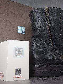 Herren Schuhe Boots MOMA 42 Grunge Nero Leder Black Schwarz Vintage
