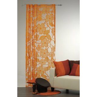 Fadenvorhang Dekoschal mit Ösen Vorhang 140x235 orange Blumen Muster