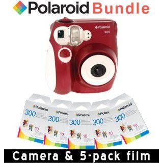 Polaroid 300 Sofortbildkamera in Rot + 5er Pack 300 Kamera