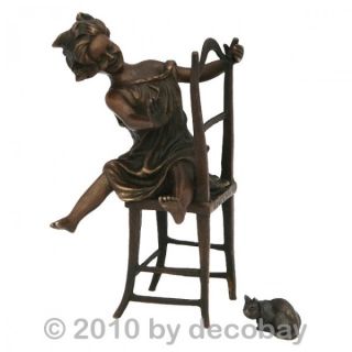 freches Mädchen Kind Bronze Miniatur Figur Statue Deko