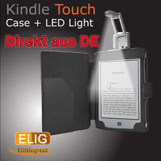 Leder Tasche Etui Hülle Case+ LED Licht für  Kindle Touch Wifi