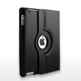 Ipad 2 Black PU Leather 360 Degree Rotating Case Cover
