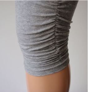 Length Cotton Leggings, Shirring   Black,Grey,White