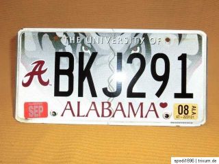 US USA Nummernschild Sonderkennzeichen Kennzeichen Original Alabama