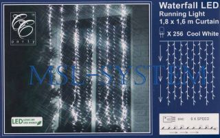 LED Wasserfall Vorhang Lichterkette 256 LED kalt weiß 1,8 x 1,6m 6