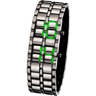 APUS Zeta Gunmetal Green LED Uhr für Ihn Design Highlight 