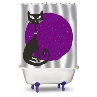 Schwarze Katze Duschvorhang   Black Cat Shower Curtain: 