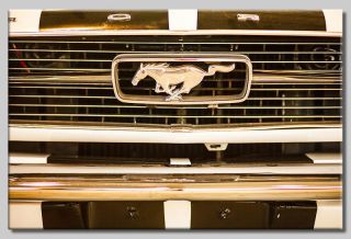 Leinwand Bild Ford Mustang Oldtimer Emblem Chrom American USA Muscle