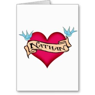 Nathan   Custom Heart Tattoo T shirts & Gifts Cards