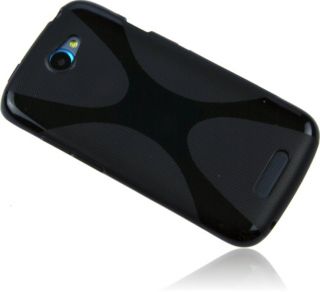 LINE Silikon Case Schutzhülle für HTC One S Tasche schwarz Cover
