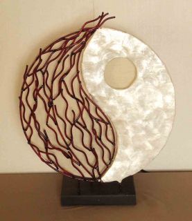 Leuchte Lampe Yin Yang, Metall und Perlmutt, ca. 30 cm