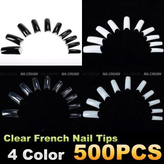 500 French Nagel Tips Künstliche Fingernägel Nail Natural Weiss Klar