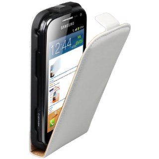 mumbi PREMIUM ECHT Leder Flip Case Samsung Galaxy Ace 2 Tasche weiß