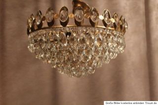 Antik Kristall Kronleuchter Deckenlüster Lampe Jugendstil Messing