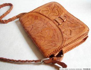 Vintage Tasche Braun Leder Ethno Hippie VTG Bag