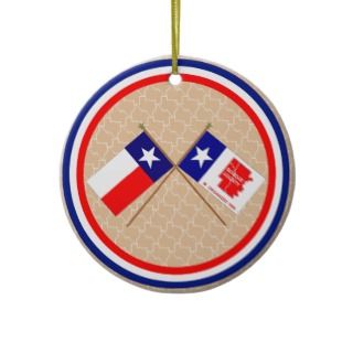 Crossed Flags of Texas and Bosque County Christmas Ornament