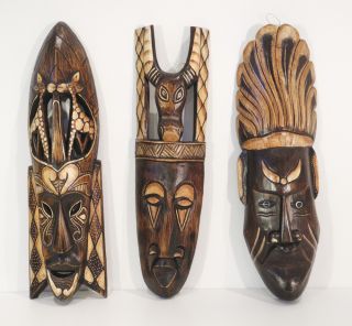Maske Afrika Wandmaske Holz Bild Dekoration Asien Set 32