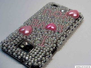 Samsung Galaxy S II / i9100 Cover BLING STRASS / CASE HÜLLE / I LOVE