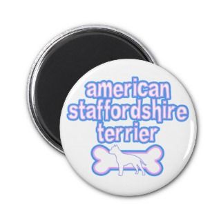Pink & Blue American Staffordshire Terrier Fridge Magnet