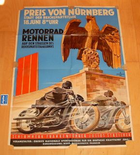 Altes Plakat Nürnberg Motorrad Rennen 30er Jahre orig.