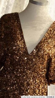MANGO Luxus Pailletten Kleid in Gold Gr. L 40/42 NEU rückenfrei