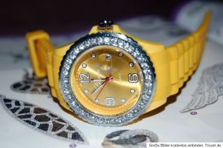 XXL Geneva Silikon Armband Uhr Strass Datum Trend jelly big face watch