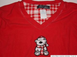 süßer Primark Schlafanzug Teddy rot weiß Pyjama Gr. M 38/40 NEU