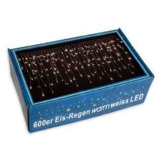 600 LED Lichterkette Eisregen warm weiss Beleuchtung