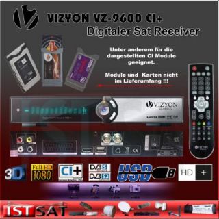 Vizyon VZ 9600 CI+ HD Sat Receiver PVR USB HDTV 3D Digitürk D Smart