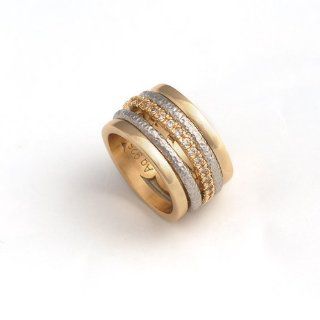 Heinzendorff Ring Silber Gold vergoldet Kristalle