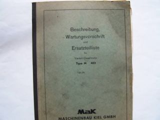 Ersatzteilkatalog Betriebsanleitung MAK Motor M 423 parts catalogue