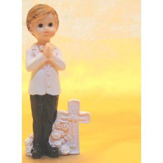 Kommunionfigur Junge mit Kreuz Kommunion Tischdeko Tortendeko heiliges