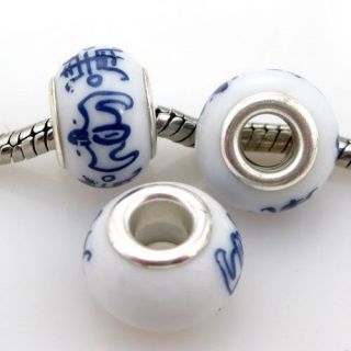 25 Neu Schriftart Charms Keramik European Locker Perlen Beads 13mm