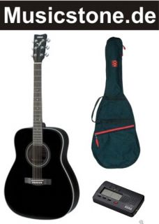 Akustik Gitarre Einsteiger F 370 Black+Tasche+Stimmgerät