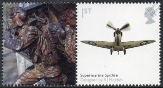 2010 RAF SPITFIRE Aircraft Stamp & Battle of Britain Memorial SMILER