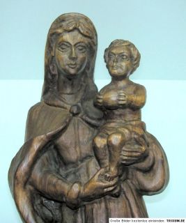 Schnitzerei Wandrelief Maria Jesuskind Madonna Antik