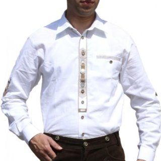 Trachtenhemd hemd für Trachten Lederhosen mit Verzierung weiß