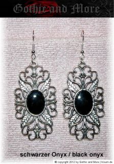 Ohrringe Achat Onyx Cabochon Gothic viktorianisch victorian earrings