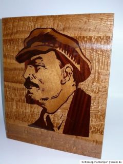 P357 } CCCP Großes Bild aus Holz 58 x 72cm   Lenin Bildnis mit