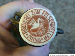 alte Bierflasche Brauerei zum Felsenkeller Pirna mit original