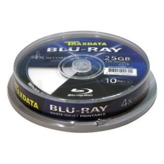 10 Traxdata Blu Ray 4x Printable Blank 25GB Disk 130m