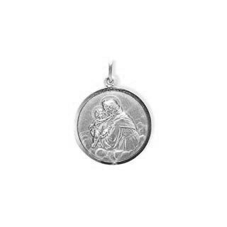 Heiliger Antonius Medaille Anhänger 12mm echt Sterling Silber 925